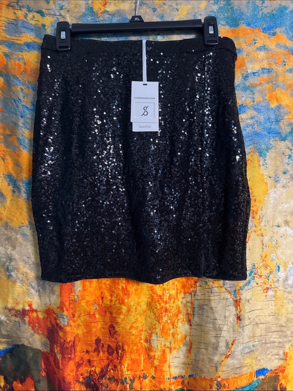 Jasmine Black Sequin Skort